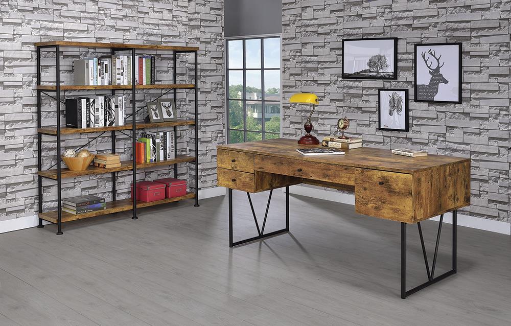 Analiese 4-shelf Open Bookcase Antique Nutmeg - Visions in Furniture (La Mirada, CA)