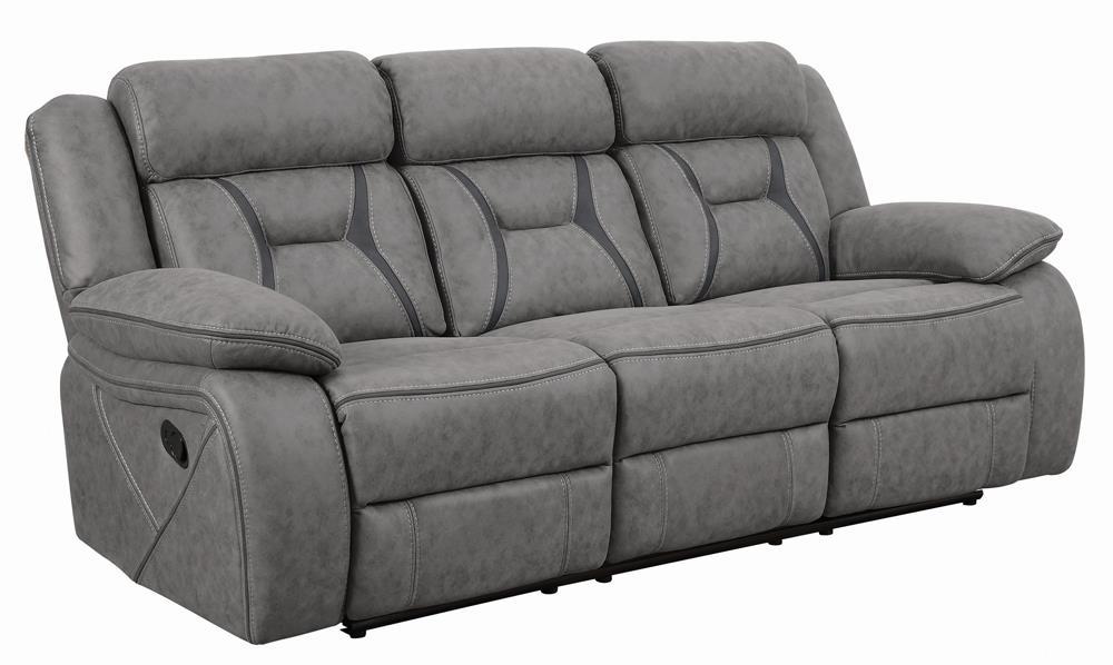 Higgins Pillow Top Arm Upholstered Motion Sofa Grey - Visions in Furniture (La Mirada, CA)