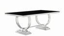 Antoine Rectangular Dining Table Chrome and Black - Visions in Furniture (La Mirada, CA)