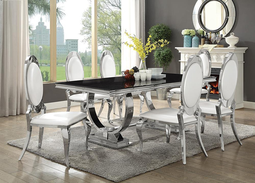 Antoine Rectangular Dining Table Chrome and Black - Visions in Furniture (La Mirada, CA)