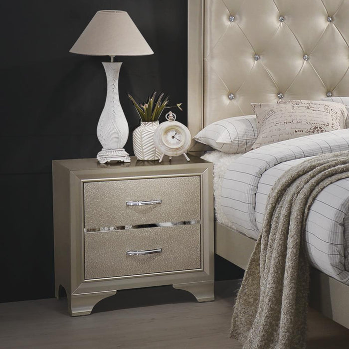 Beaumont 2-drawer Rectangular Nightstand Champagne - Visions in Furniture (La Mirada, CA)