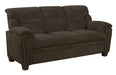 Clementine Upholstered Sofa with Nailhead Trim Brown - Visions in Furniture (La Mirada, CA)