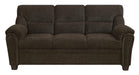 Clementine Upholstered Sofa with Nailhead Trim Brown - Visions in Furniture (La Mirada, CA)