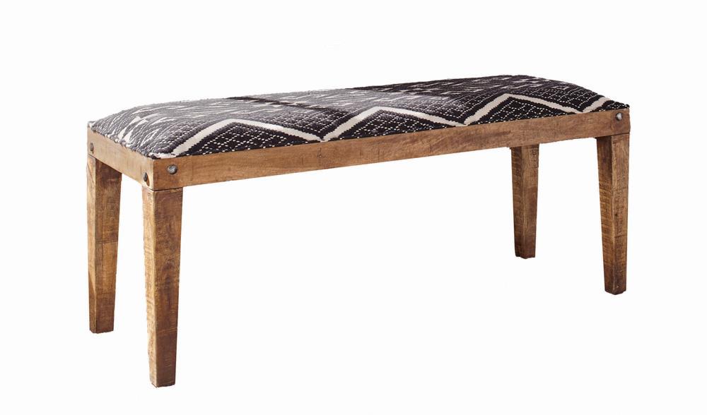 Lamont Rectangular Upholstered Bench Natural and Navy - Visions in Furniture (La Mirada, CA)