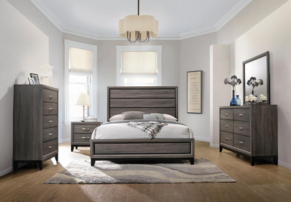 Watson Eastern King & Queen Bed Grey Oak and Black - Visions in Furniture (La Mirada, CA)