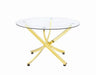 Beckham Round Dining Table Brass and Clear - Visions in Furniture (La Mirada, CA)