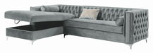 Bellaire Button-tufted Upholstered Sectional Silver - Visions in Furniture (La Mirada, CA)