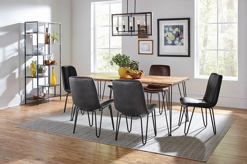 Sherman Rectangular Dining Table Natural Acacia and Matte Black - Visions in Furniture (La Mirada, CA)