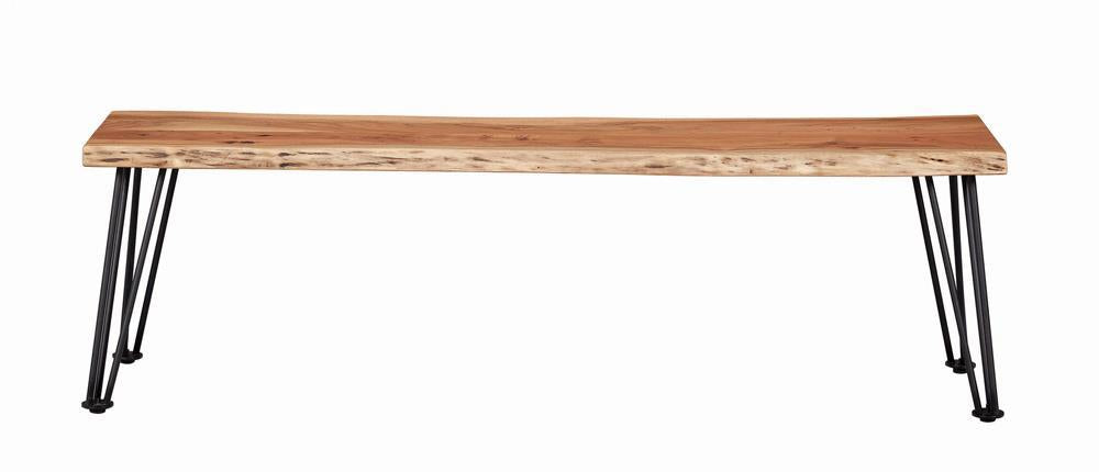 Sherman Bench Natural Acacia and Matte Black - Visions in Furniture (La Mirada, CA)