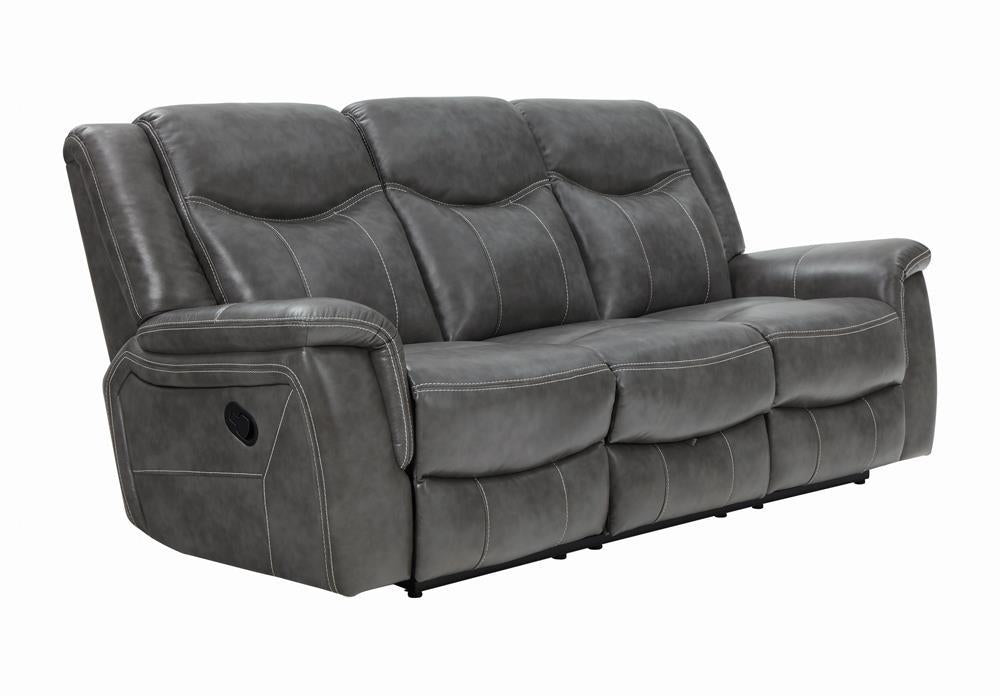 Conrad Upholstered Motion Sofa Cool Grey - Visions in Furniture (La Mirada, CA)