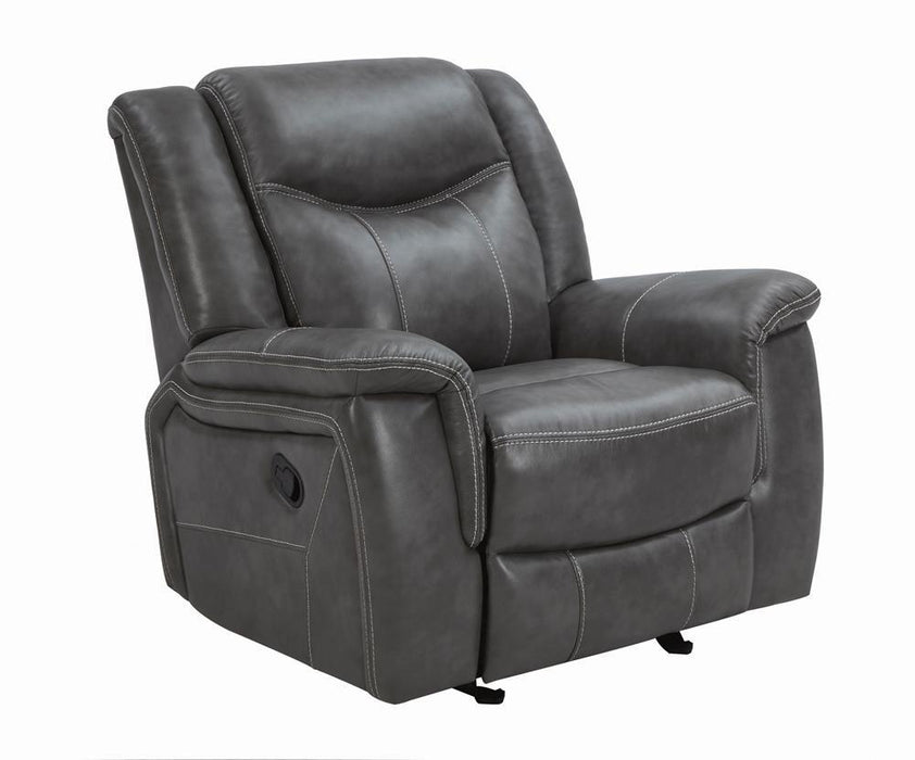Conrad Upholstered Motion Glider Recliner Grey - Visions in Furniture (La Mirada, CA)