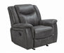Conrad Upholstered Motion Glider Recliner Grey - Visions in Furniture (La Mirada, CA)