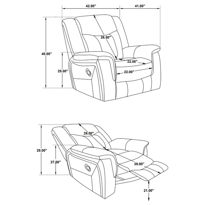 Conrad Upholstered Motion Glider Recliner Grey - Visions in Furniture (La Mirada, CA)