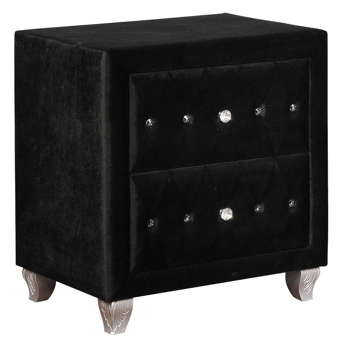 Deanna 2-drawer Rectangular Nightstand Black - Visions in Furniture (La Mirada, CA)
