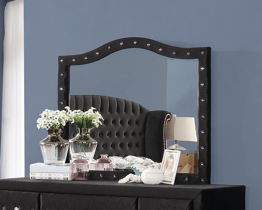 Deanna Button Tufted Dresser Mirror Black - Visions in Furniture (La Mirada, CA)