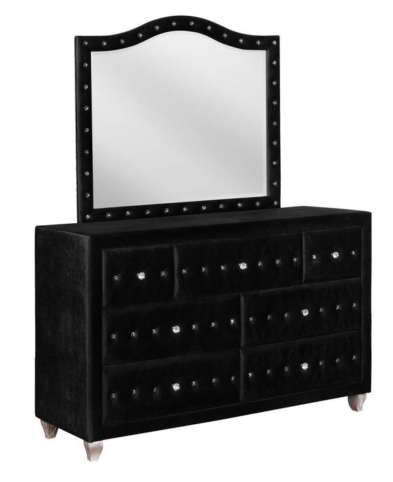 Deanna Button Tufted Dresser Mirror Black - Visions in Furniture (La Mirada, CA)