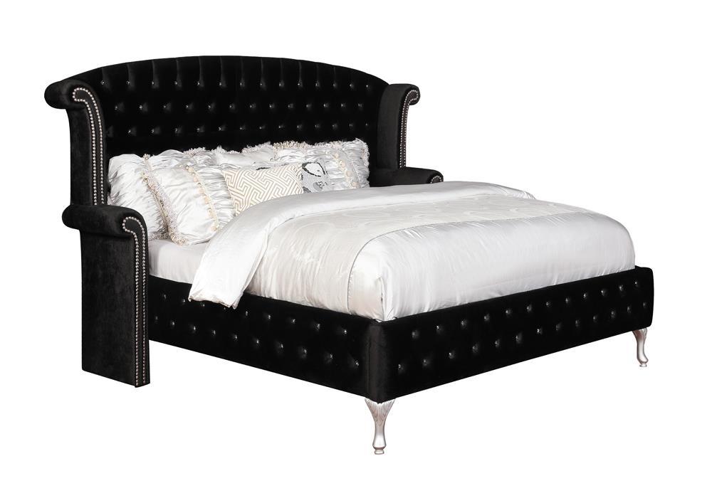 Deanna California King Tufted Upholstered Bed Black - Visions in Furniture (La Mirada, CA)