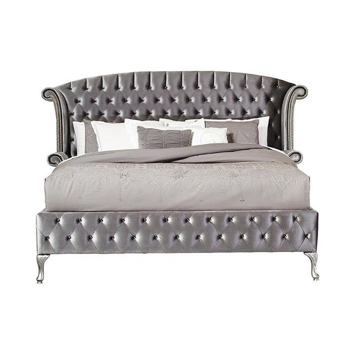 Deanna California King Tufted Upholstered Bed Grey - Visions in Furniture (La Mirada, CA)