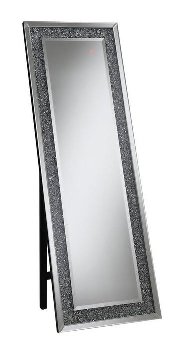 Carisi Rectangular Standing Mirror with LED Lighting Silver - Visions in Furniture (La Mirada, CA)