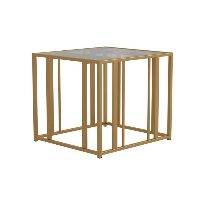 Adri Metal Frame End Table Matte Brass - Visions in Furniture (La Mirada, CA)