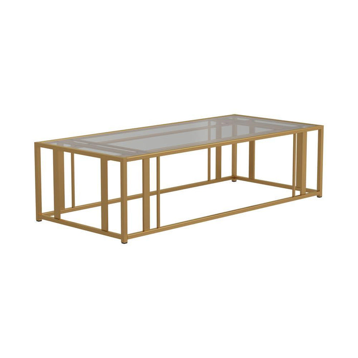 Adri Metal Frame Coffee Table Matte Brass - Visions in Furniture (La Mirada, CA)