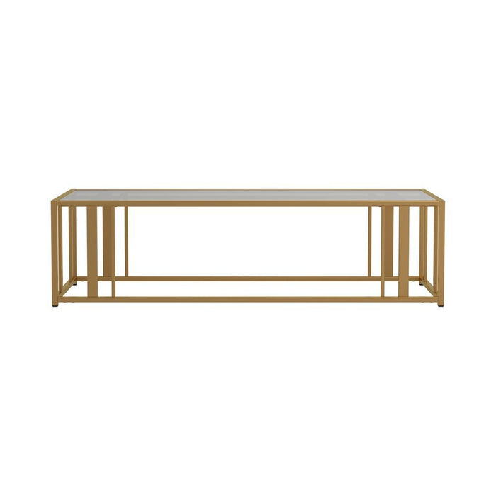 Adri Metal Frame Coffee Table Matte Brass - Visions in Furniture (La Mirada, CA)