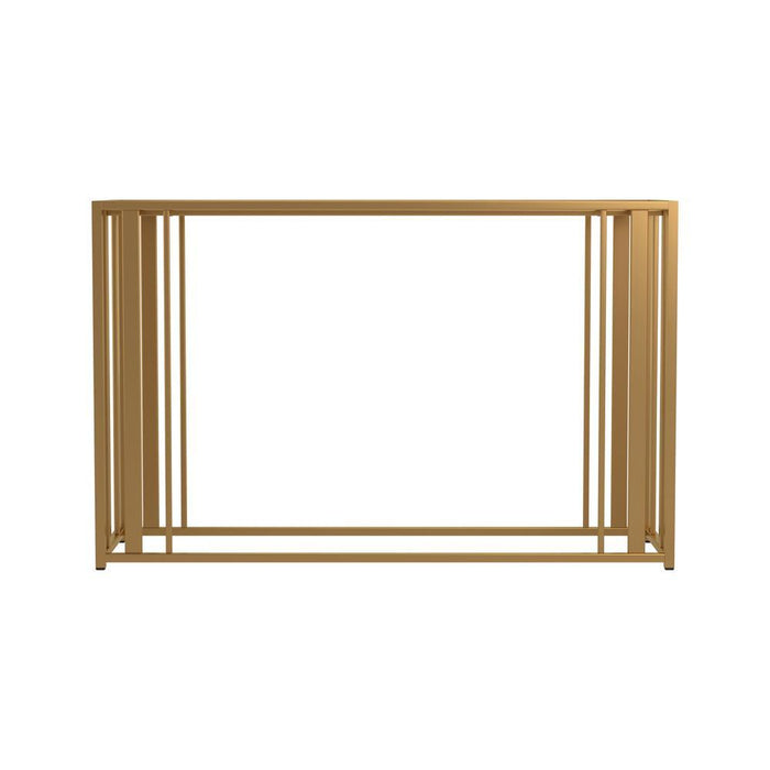 Adri Metal Frame Sofa Table Matte Brass - Visions in Furniture (La Mirada, CA)