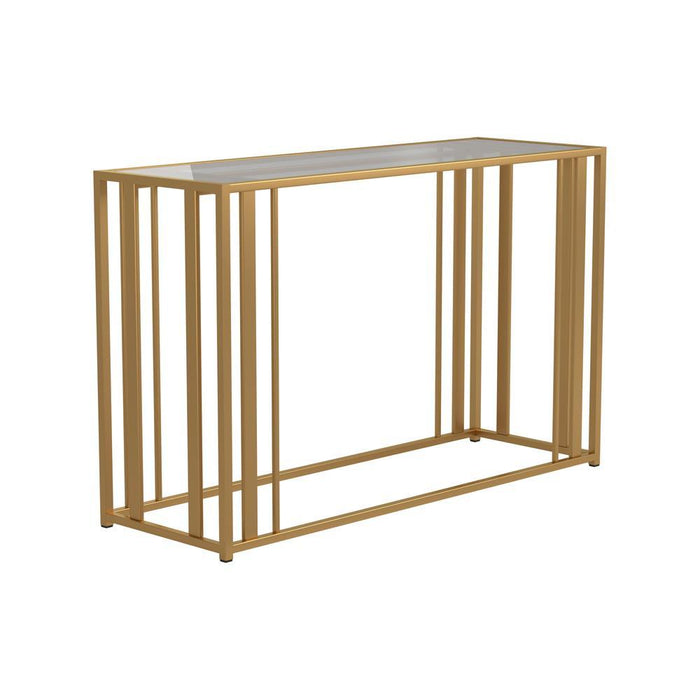 Adri Metal Frame Sofa Table Matte Brass - Visions in Furniture (La Mirada, CA)
