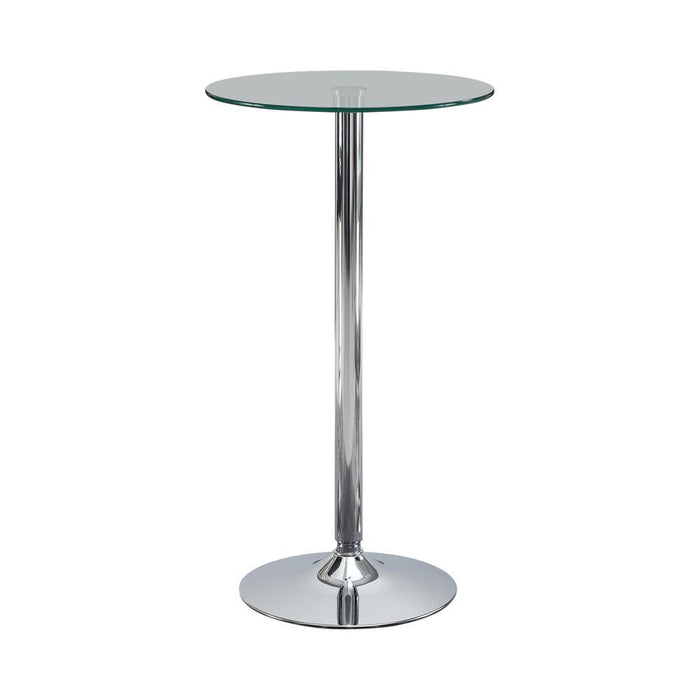 Abiline Glass Top Round Bar Table Chrome - Visions in Furniture (La Mirada, CA)