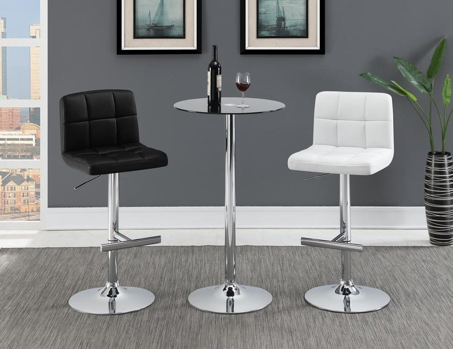 Lenny Adjustable Bar Stools Chrome and White (Set of 2) - Visions in Furniture (La Mirada, CA)