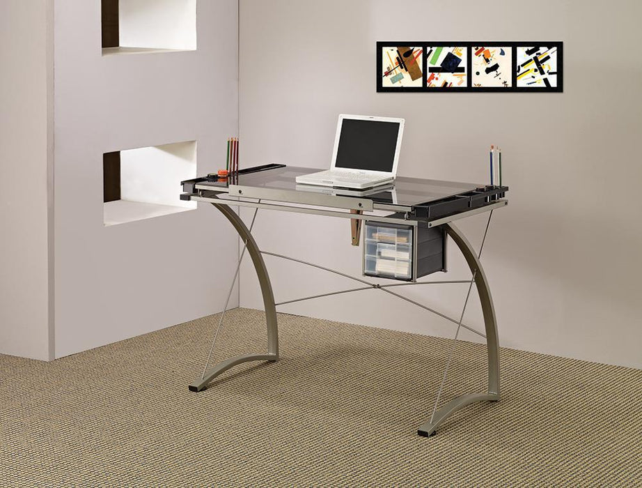 Melo 3-Drawer Drafting Desk Champagne - Visions in Furniture (La Mirada, CA)