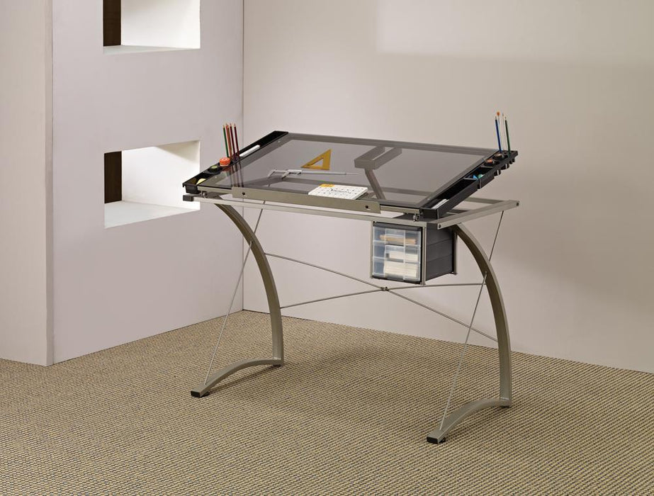 Melo 3-Drawer Drafting Desk Champagne - Visions in Furniture (La Mirada, CA)