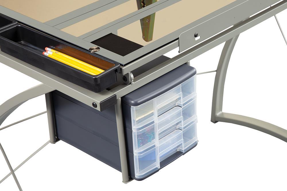 Melo 3-Drawer Drafting Desk Champagne - Visions in Furniture (La Mirada, CA)