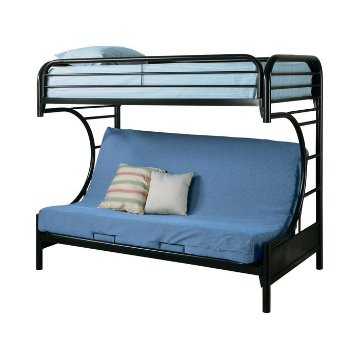 Montgomery Twin Over Futon Bunk Bed Glossy Black - Visions in Furniture (La Mirada, CA)