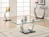 Pruitt Glass Top End Table Clear and Satin - Visions in Furniture (La Mirada, CA)