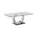 Pruitt Glass Top Coffee Table Clear and Satin - Visions in Furniture (La Mirada, CA)
