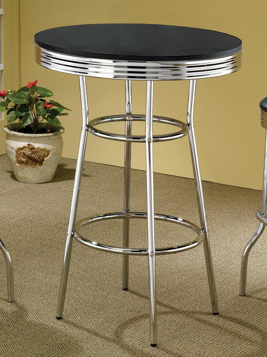 Theodore Round Bar Table Black and Chrome - Visions in Furniture (La Mirada, CA)