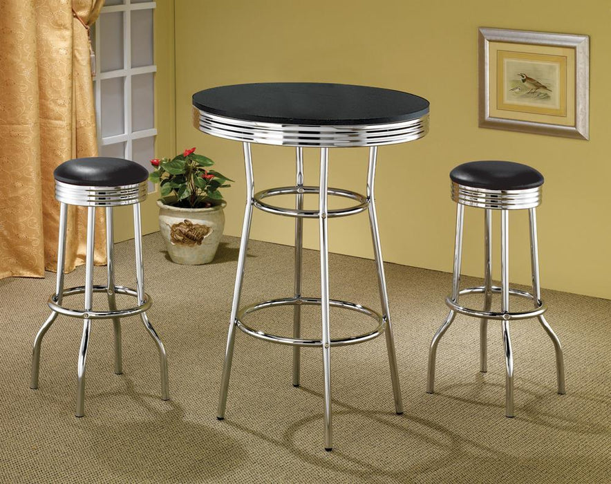 Theodore Round Bar Table Black and Chrome - Visions in Furniture (La Mirada, CA)