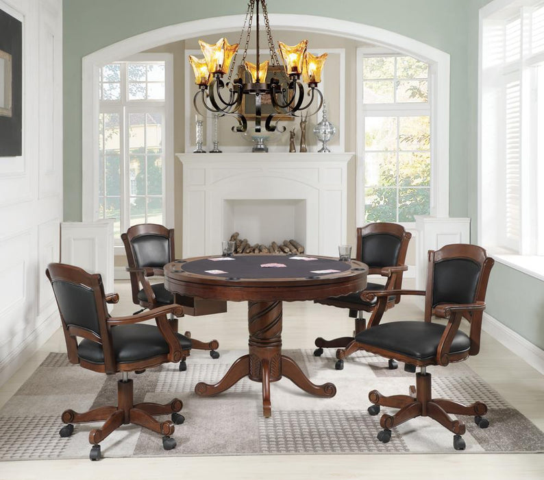 Turk 3-in-1 Round Pedestal Game Table Tobacco - Visions in Furniture (La Mirada, CA)