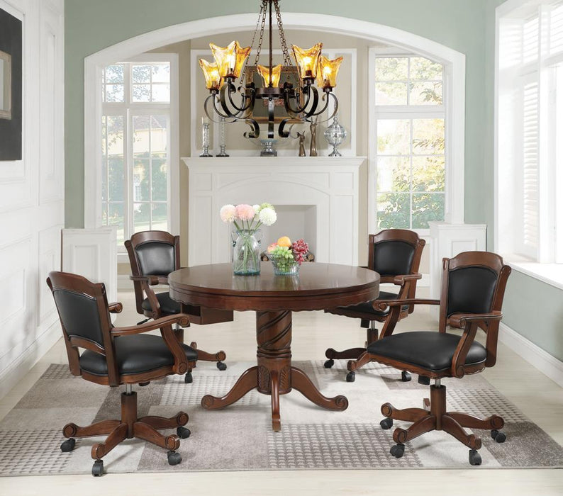 Turk 3-in-1 Round Pedestal Game Table Tobacco - Visions in Furniture (La Mirada, CA)