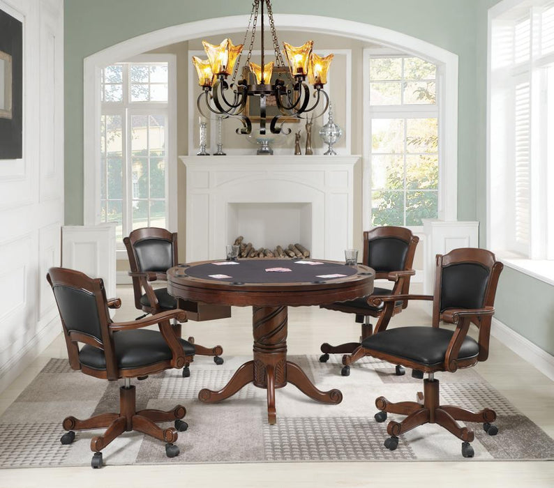 Turk Game Chair with Casters Black and Tobacco - Visions in Furniture (La Mirada, CA)