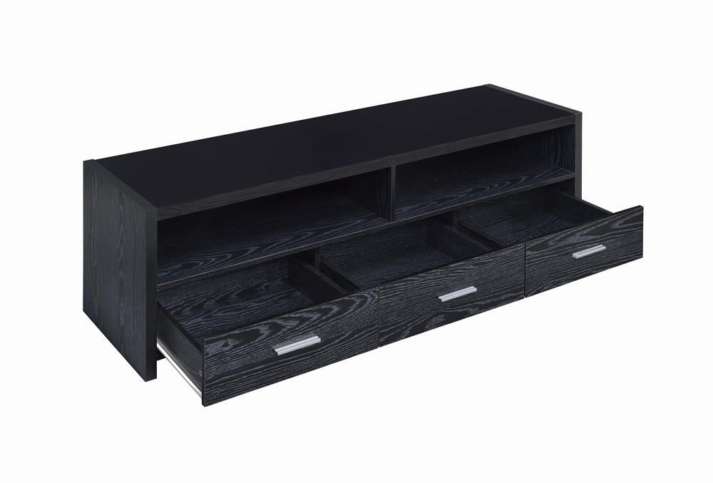 Alton 62" 3-drawer TV Console Black Oak - Visions in Furniture (La Mirada, CA)
