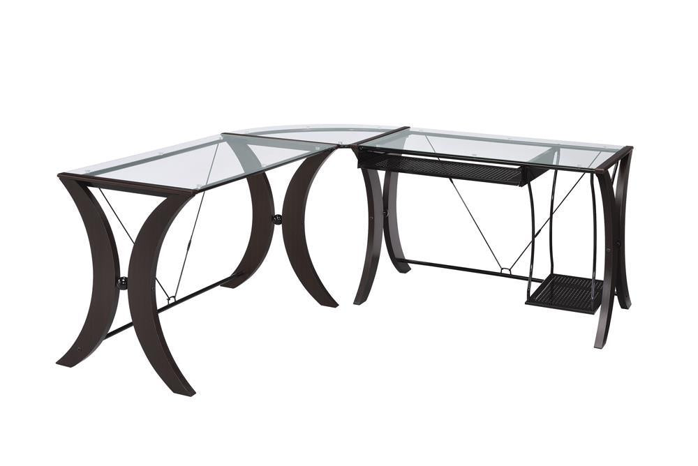 Monterey 3-piece L-shaped Computer Desk Set Cappuccino - Visions in Furniture (La Mirada, CA)