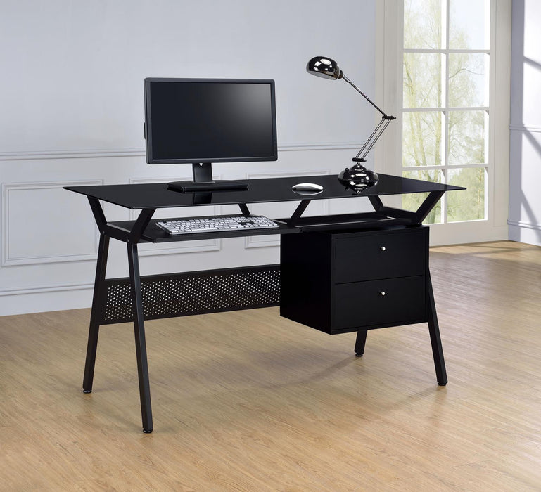 Weaving 2-drawer Computer Desk Black - Visions in Furniture (La Mirada, CA)