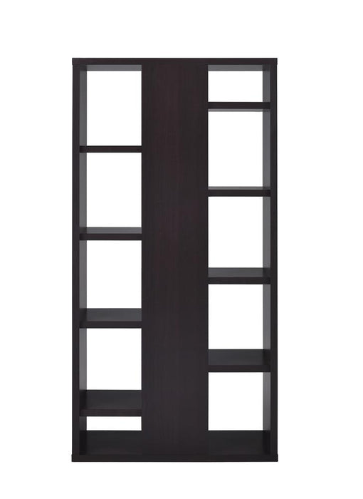 Altmark Bookcase with Staggered Floating Shelves Cappuccino - Visions in Furniture (La Mirada, CA)