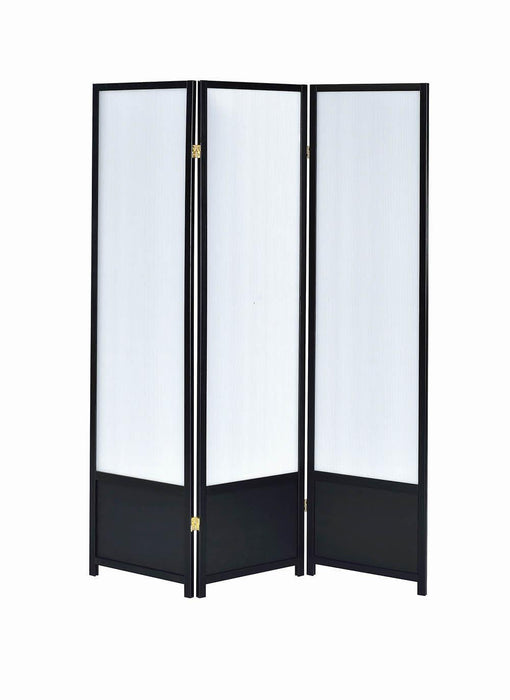 Calix 3-panel Folding Floor Screen Translucent and Black - Visions in Furniture (La Mirada, CA)