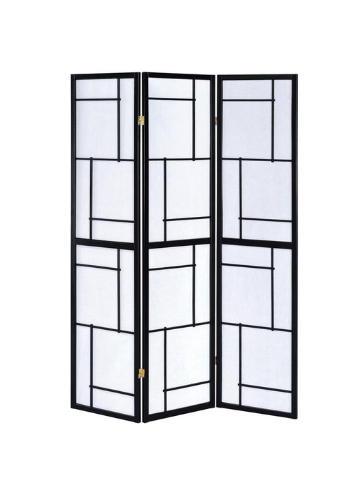 Damis 3-panel Folding Floor Screen Black and White - Visions in Furniture (La Mirada, CA)