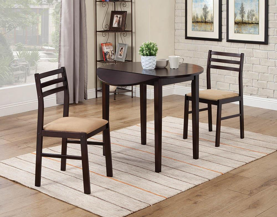 Bucknell 3-piece Dining Set with Drop Leaf Cappuccino and Tan - Visions in Furniture (La Mirada, CA)