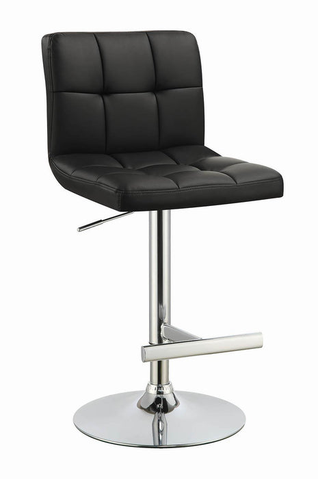 Lenny Adjustable Bar Stools Chrome and Black (Set of 2) - Visions in Furniture (La Mirada, CA)