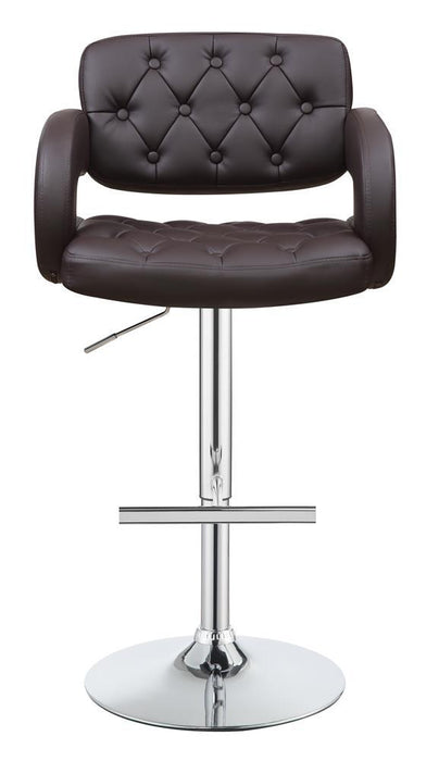 Brandi Adjustable Bar Stool Chrome and Brown - Visions in Furniture (La Mirada, CA)